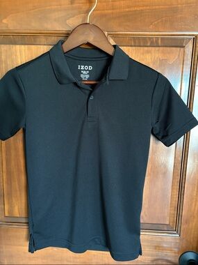 Izod Black Performance Short Sleeve Polo- Boys Medium